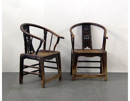 A pair of country-style round-back armchairs, Quanyi