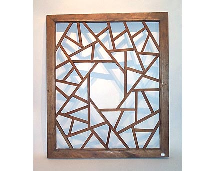 A Wooden Window Panel with a Unique Latticework of Ice-Crack Pattern