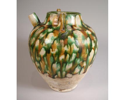 A Rare and Unusual Tang Dynasty Sancai Pottery Ewer